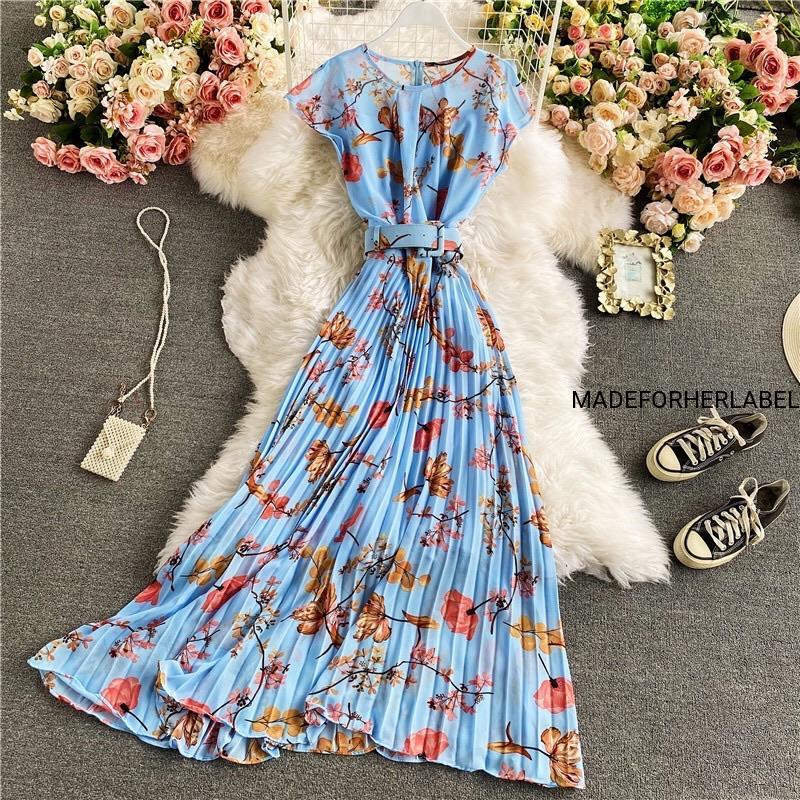 maje embroidered chiffon dress Embroidered ruffled maxi dress White For Women