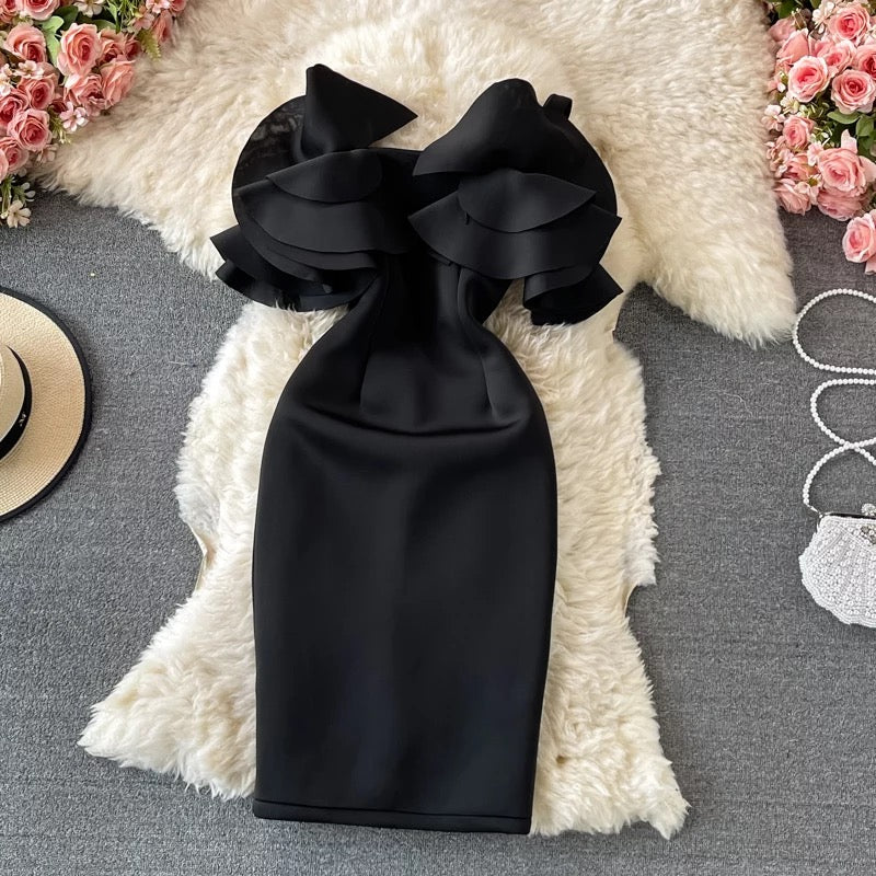Ted Ruffle Neck Pencil Dress