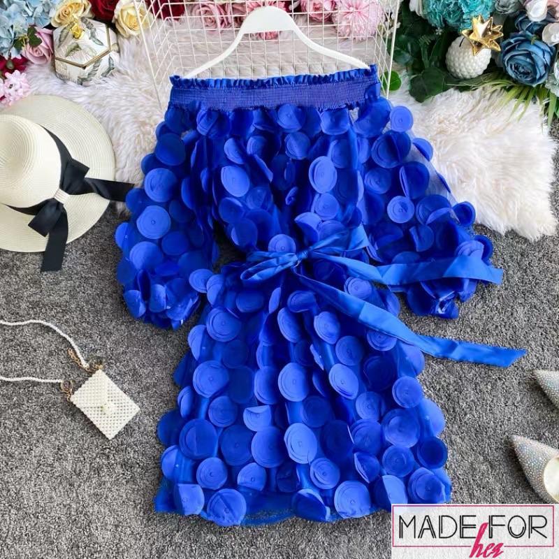 Original Picture Of Our Off Shoulder Mesh Patchwork Dress - Made For Her Label