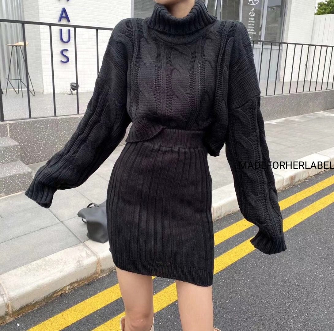 Kim Turtleneck Sweater With Bodycon Skirt Set