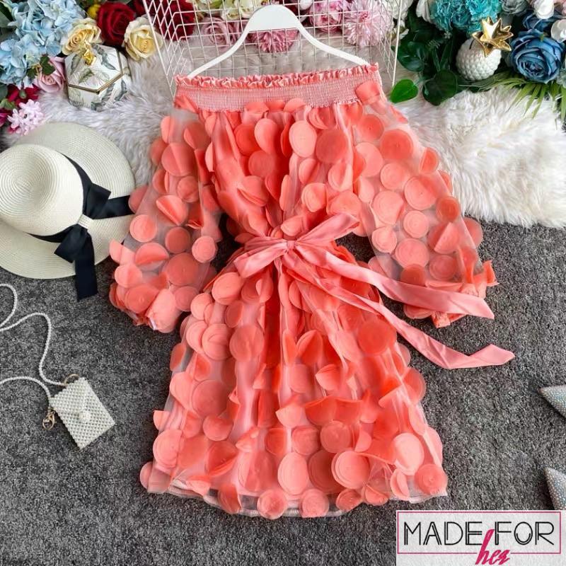 Original Picture Of Our Off Shoulder Mesh Patchwork Dress - Made For Her Label