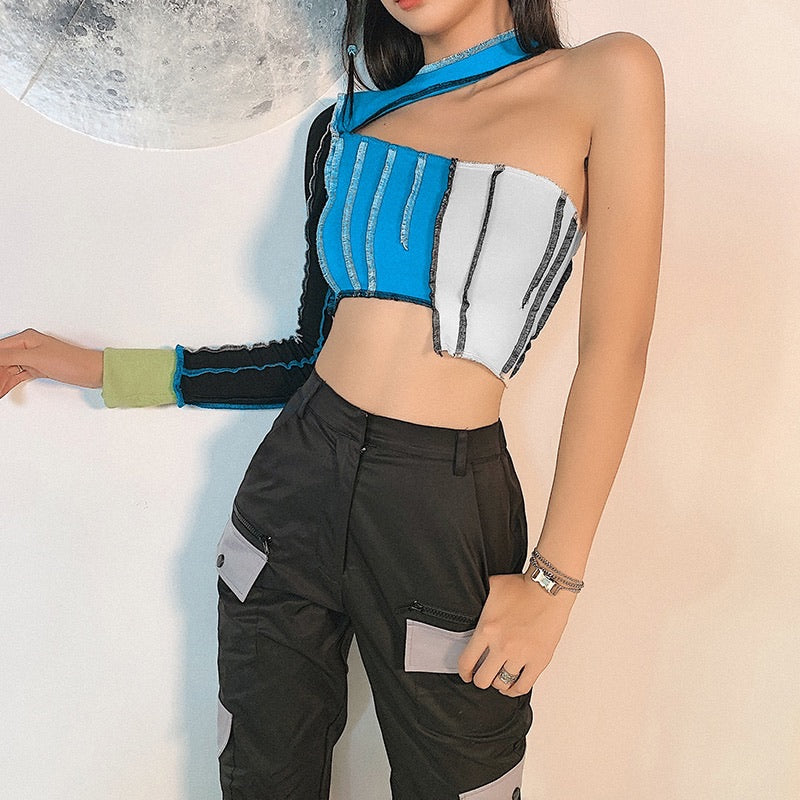 Alisha Jindal In Our Colourblock One Shoulder Cut Out Top