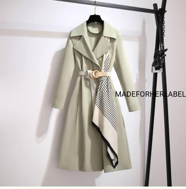 Scarf Patchwork Trench Coat - Made For Her Label