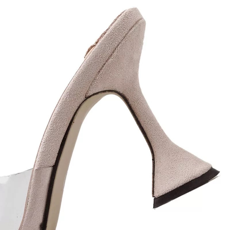Goblet Heel Clear PVC Square Toe Slip On Heels - Made For Her Label