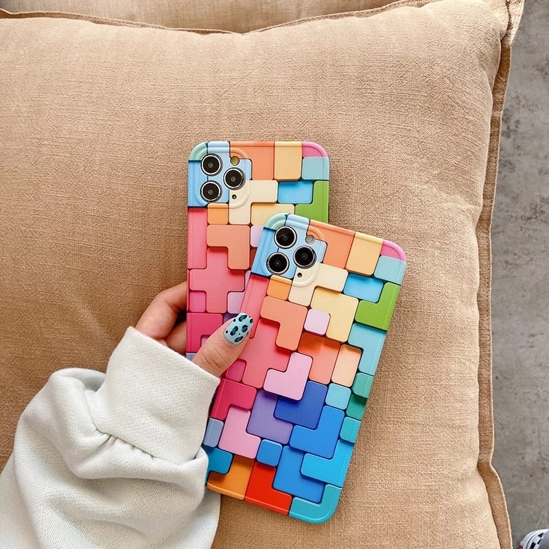3D Colourful Block Iphone Cover - 12 PRO MAX