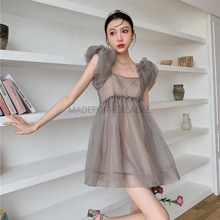 Ariko Puff Sleeve Organza Dress
