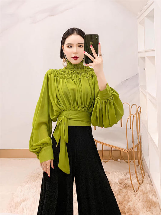 Maria Chiffon Pleated Top