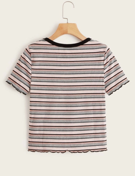 Lettuce Edge Fitted Striped Tee