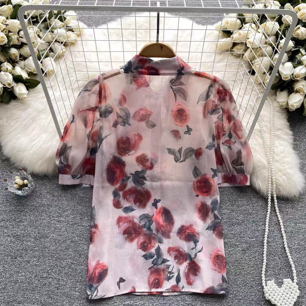 Hania Pearl Collar Floral Shirt