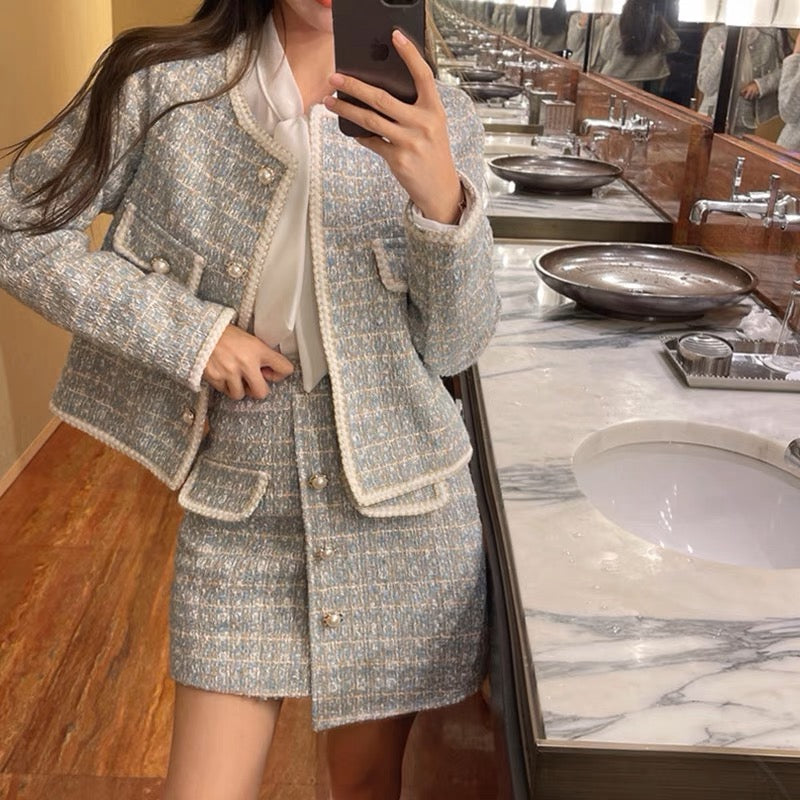 Meline Tweed Jacket And Skirt Set