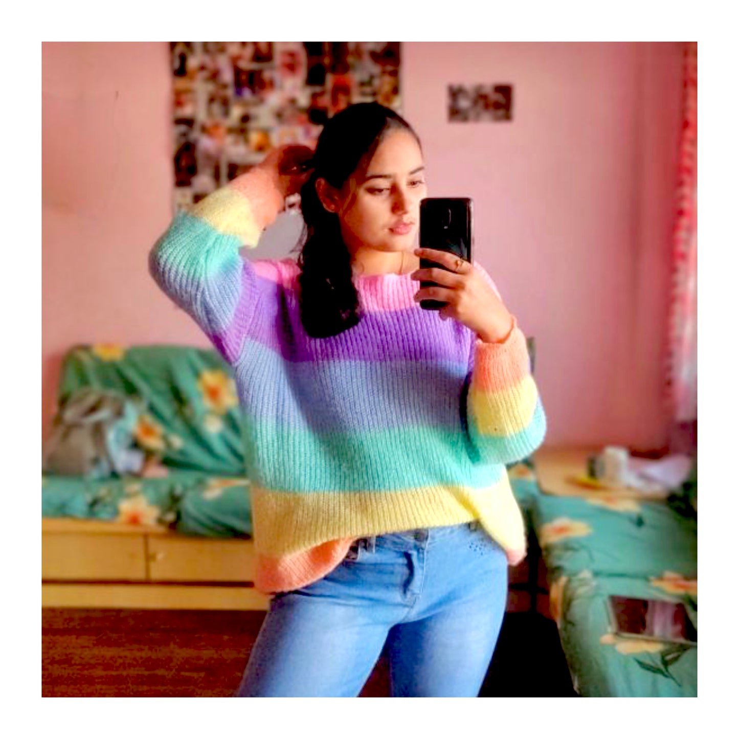 Client Nikita In Our Rainbow Colourful Pullover