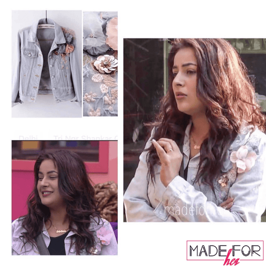 Shehnaaz Gill In Our 3D Embroidered Denim Jacket - Made For Her Label