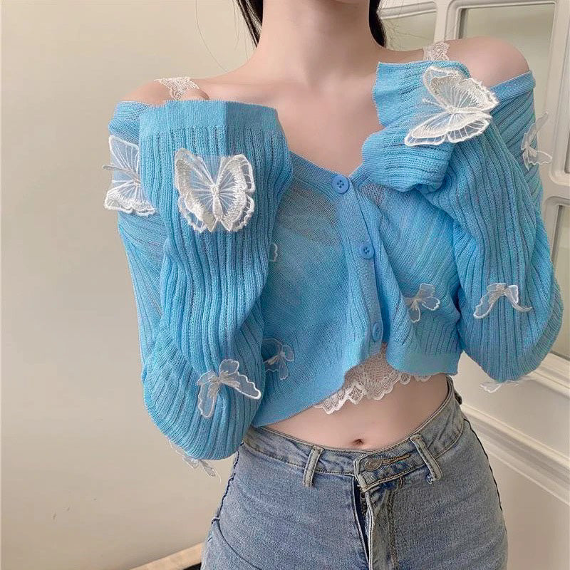 Butterfly Patch Shrug Top
