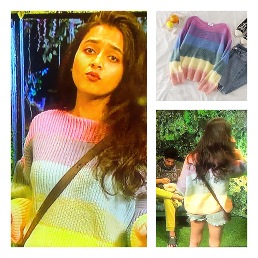 Tejasswi Prakash In Our Rainbow Colourful Pullover