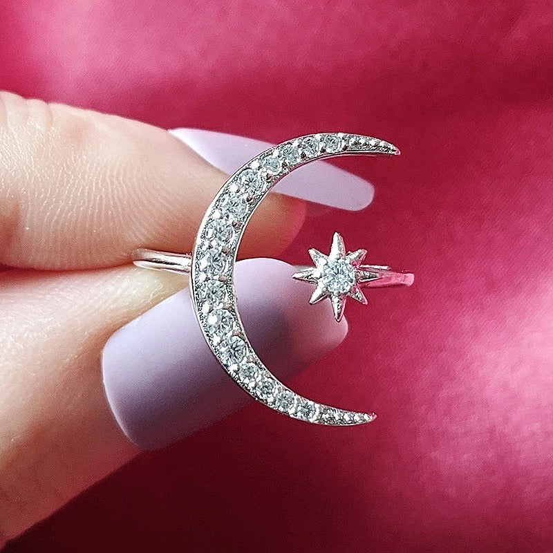 Adjustable Moon Star Ring