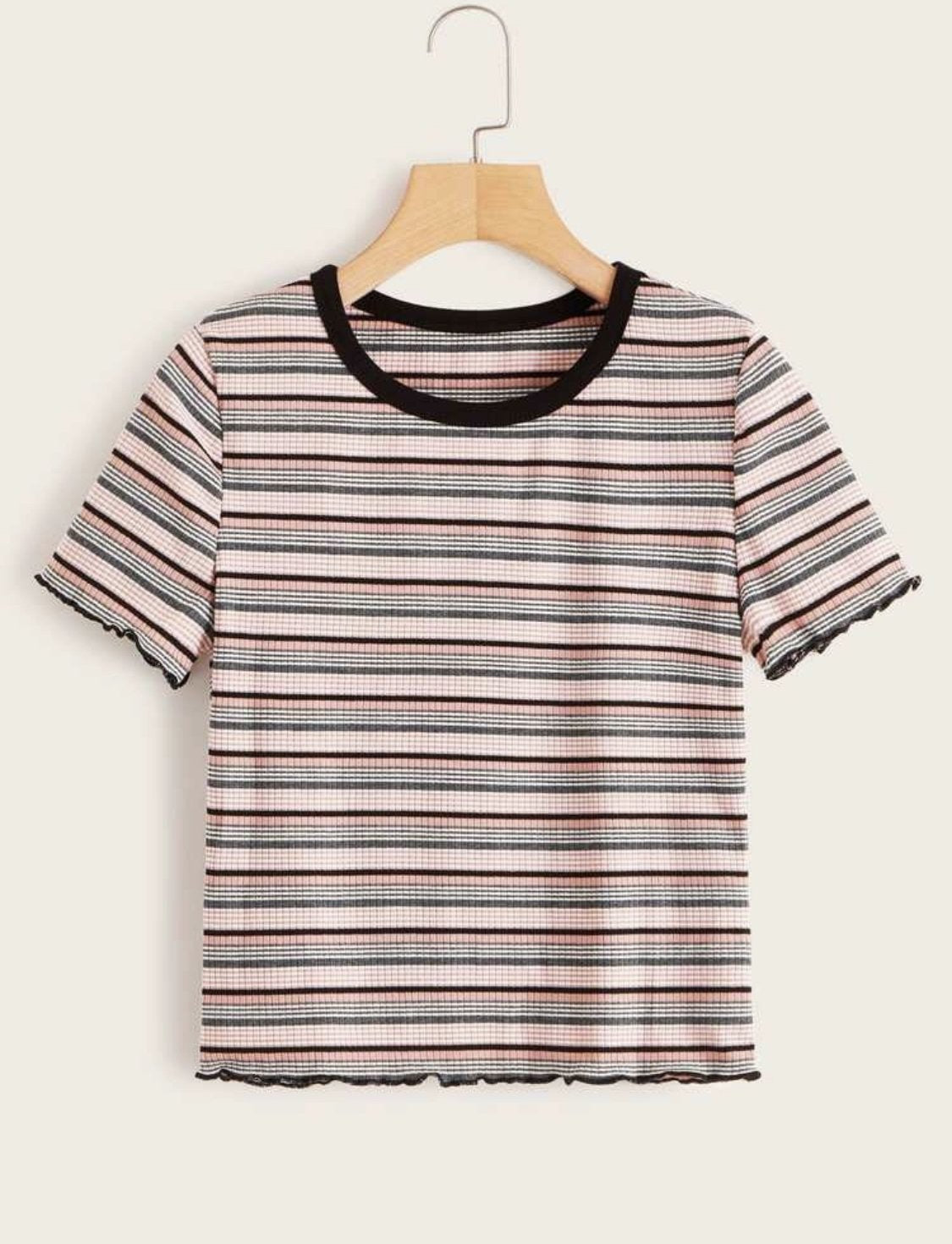 Lettuce Edge Fitted Striped Tee