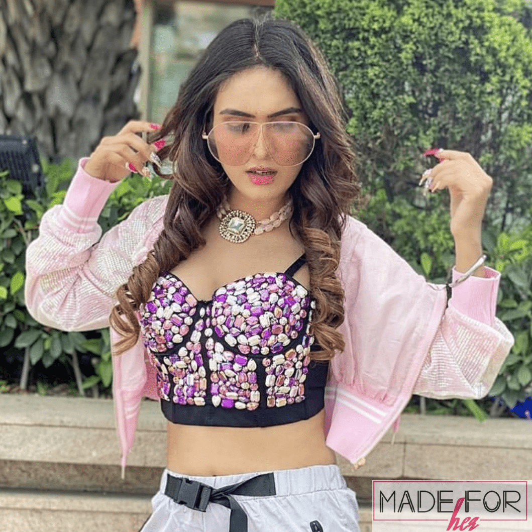 Neha Malik In Our Sequined Cropped Jacket - Made For Her Label