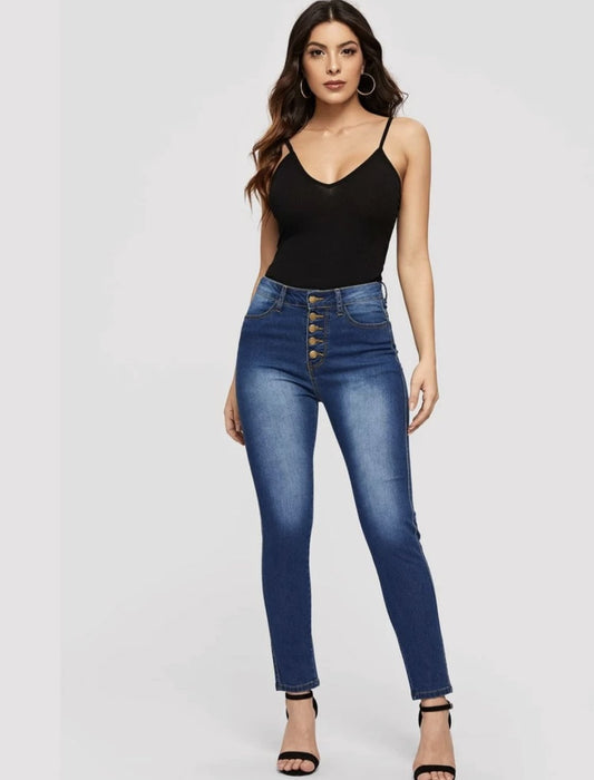 Mandy Buttoned Skinny Jeans