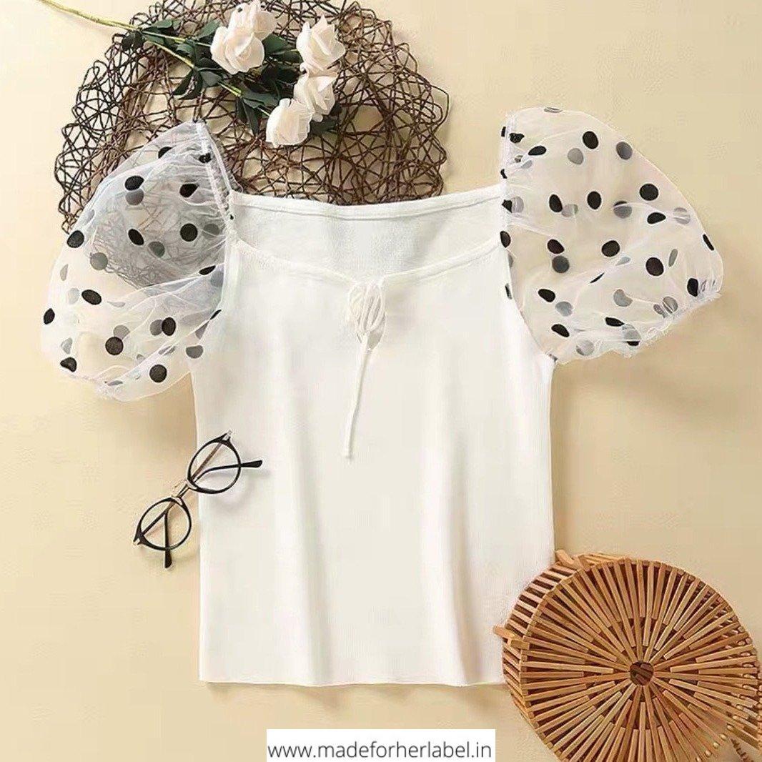 Polka Sleeve Marie Blouse - Made For Her Label