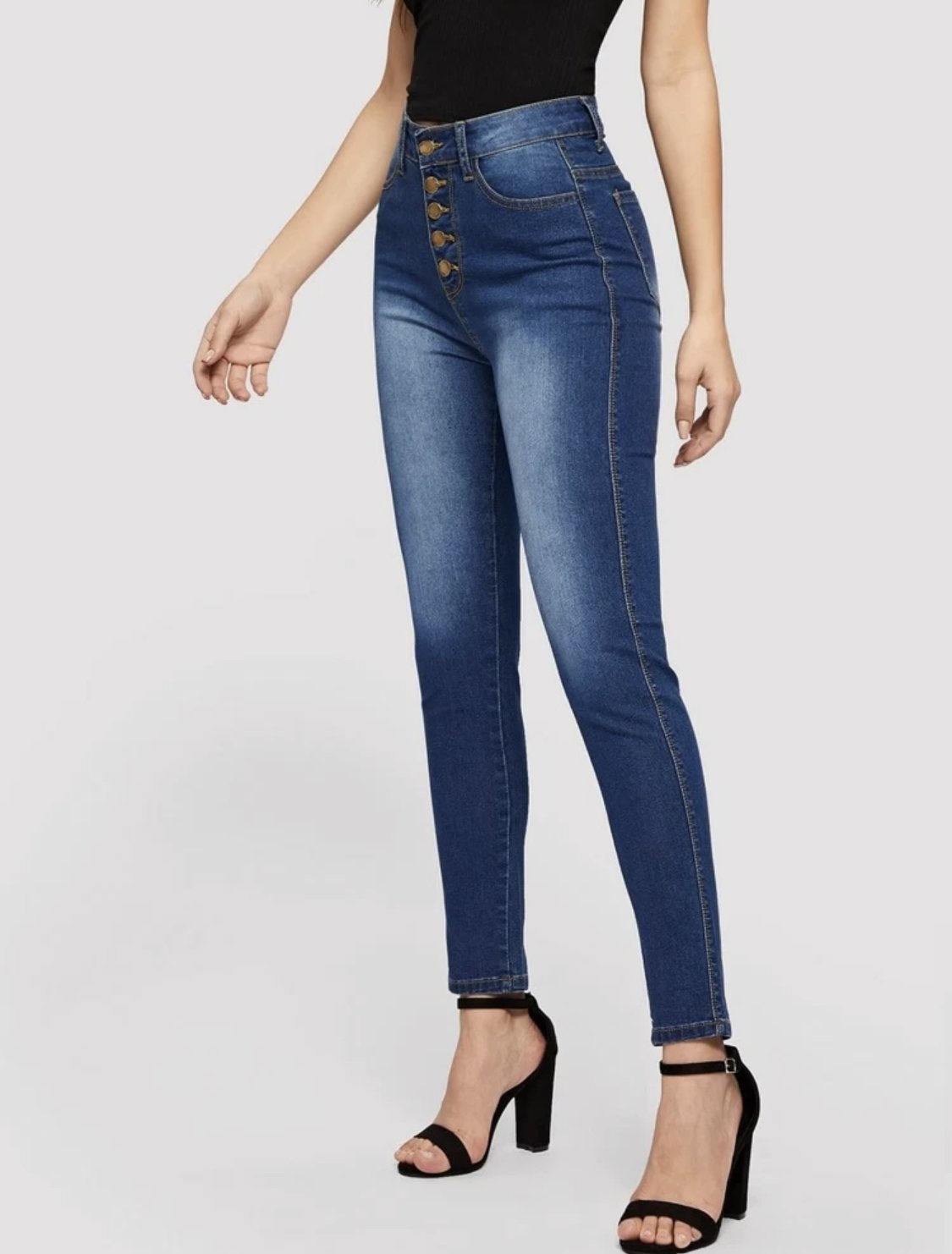 Mandy Buttoned Skinny Jeans