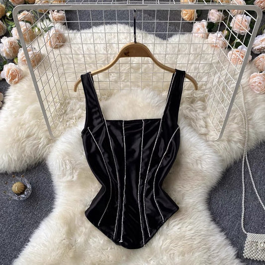 Litt Rhinestone Satin Blouse