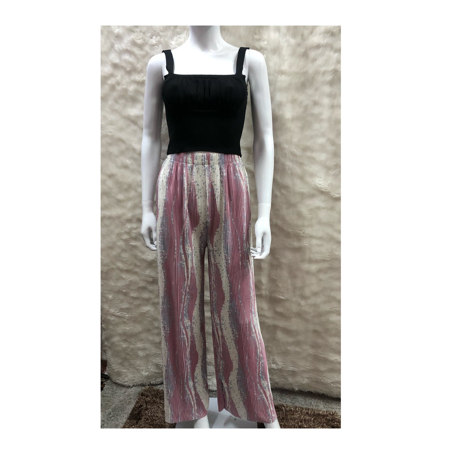 Colourful Pleated Pants With Contrasting Top Set