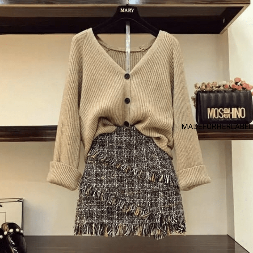 Venessa knitted Top With Tweed Skirt - Made For Her Label
