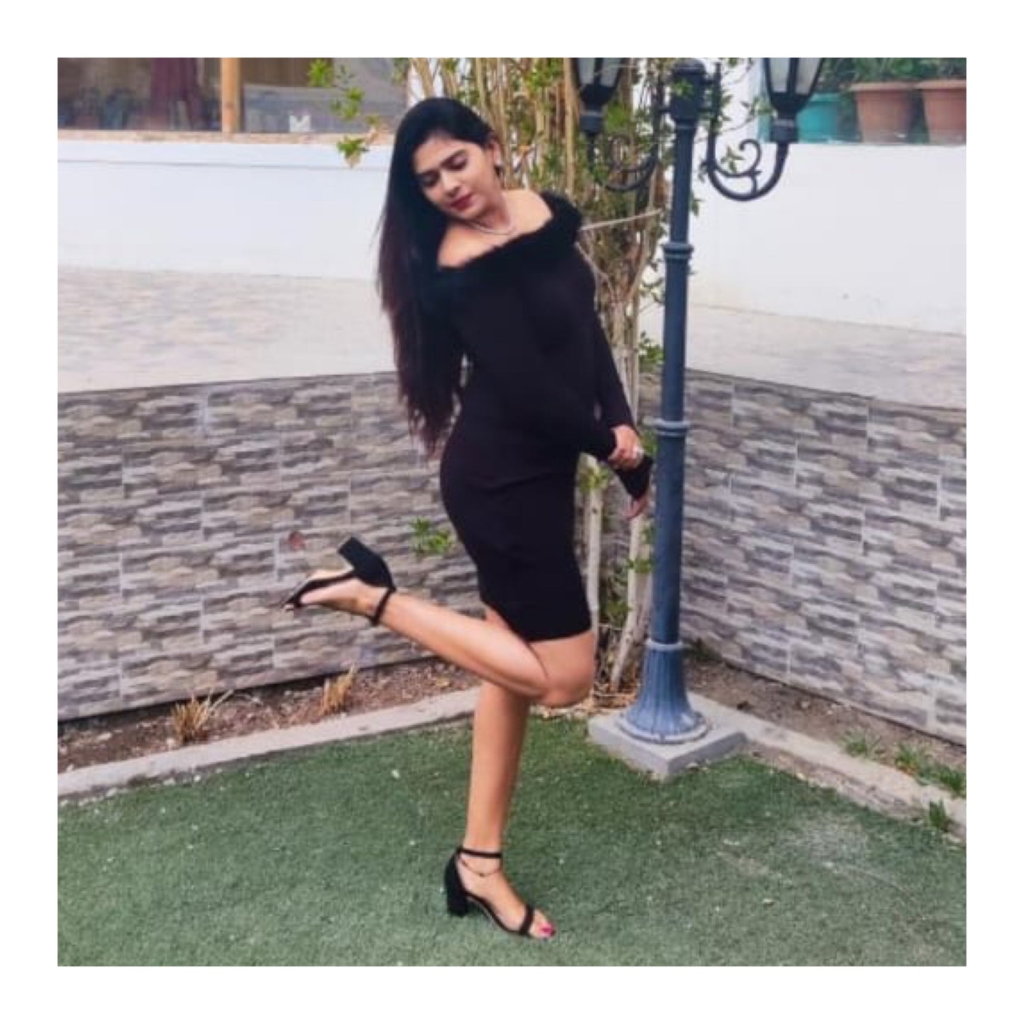 Customer Sharvai In Our Off Shoulder Fur Bodycon Dress