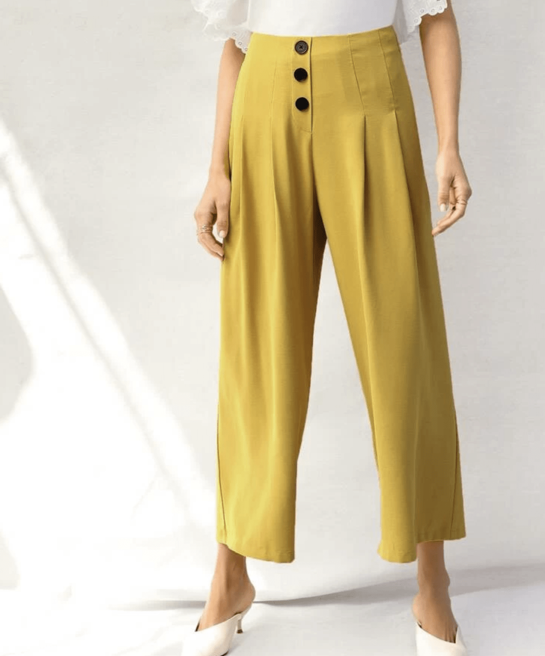 Back Zipper Front Pleated Wide Leg Pants - Made For Her Label