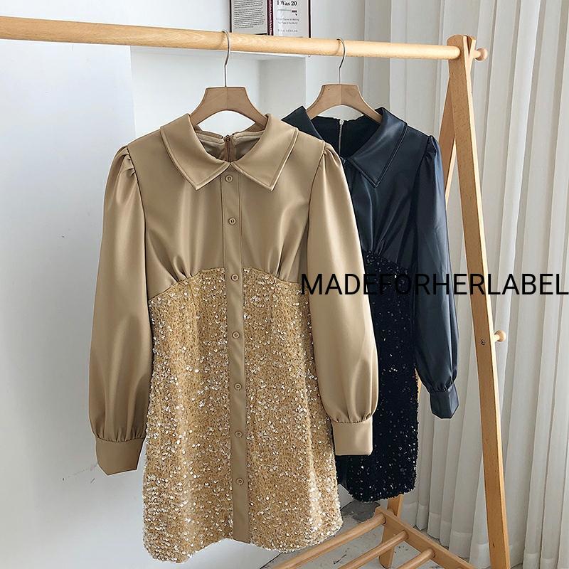 Sequin Leather Dress