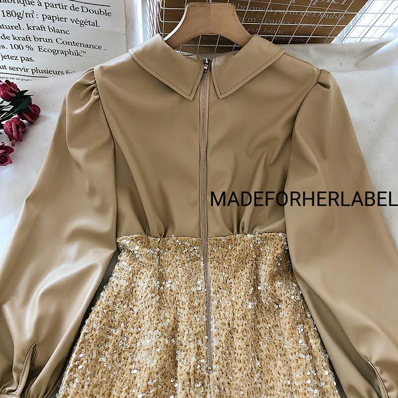 Sequin Leather Dress