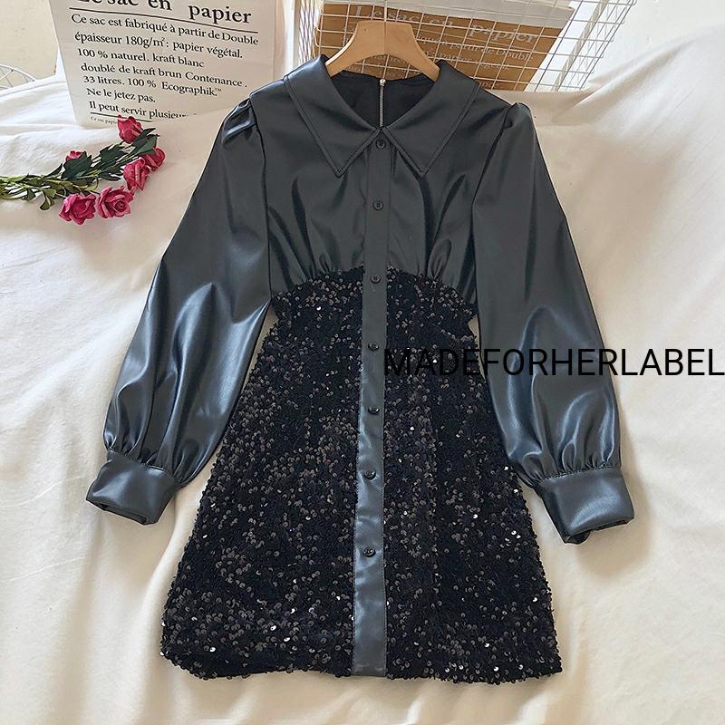 Sequin Leather Dress