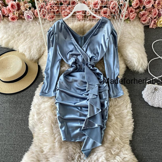 Siena Satin Ruched Tail Dress