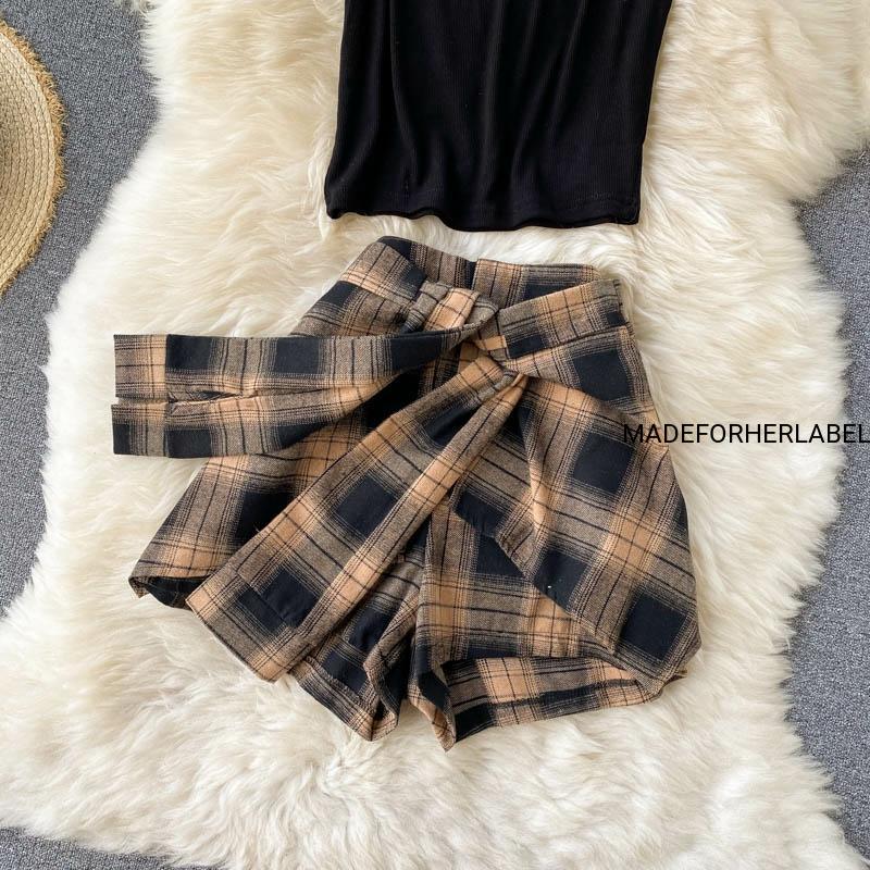 Amber Checkered Shorts with Tee