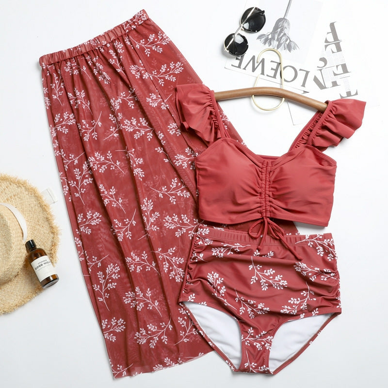 Scarlet Floral Three Piece Swimsuit