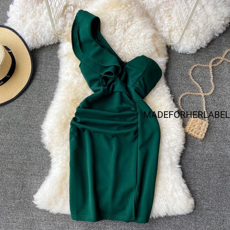 Lila One Shoulder Ruffle Bodycon Dress