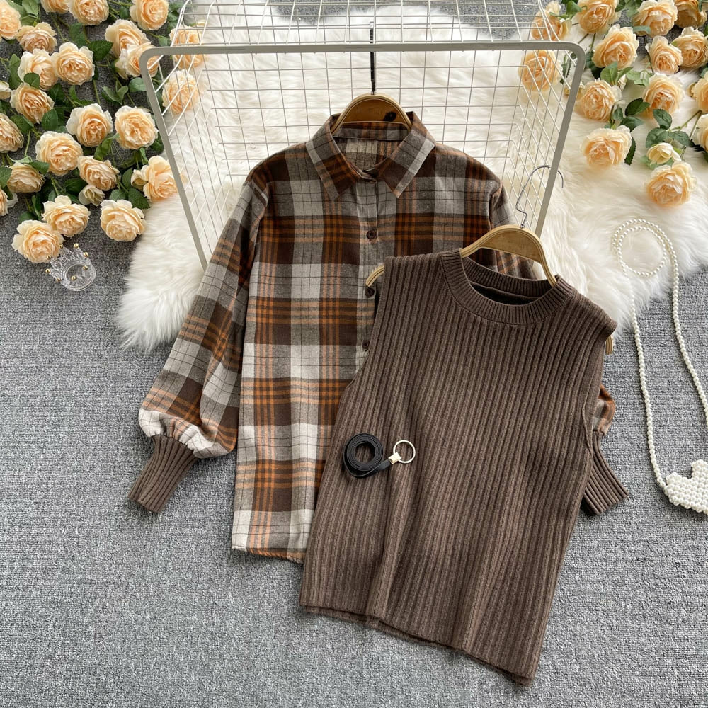 Renne Plaid Shirt With Sweater