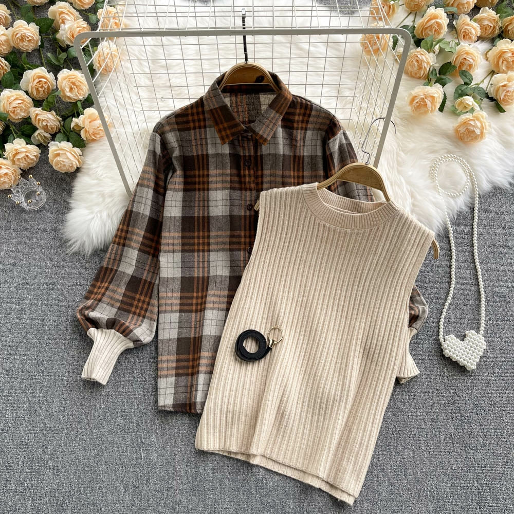 Renne Plaid Shirt With Sweater